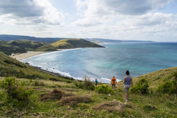 Hiking along the shoreline